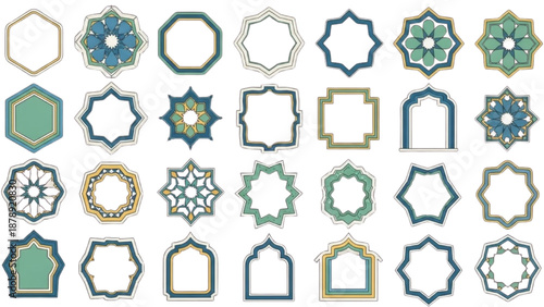 Collection of Geometric Shapes and Frames in Various Colors and Designs