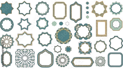Collection of ornate frames and decorative elements in various shapes and sizes