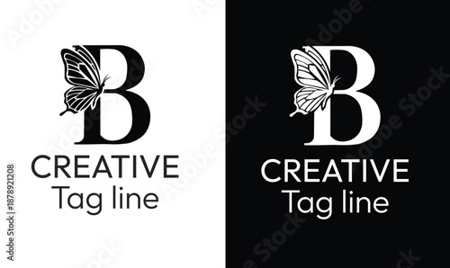 Elegant B butterfly logo for beauty brands and boutique