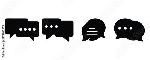 Modern Chat Message Bubble Icons Set in Solid and Outline Styles for Apps, Websites and Online Communication Vector Illustration