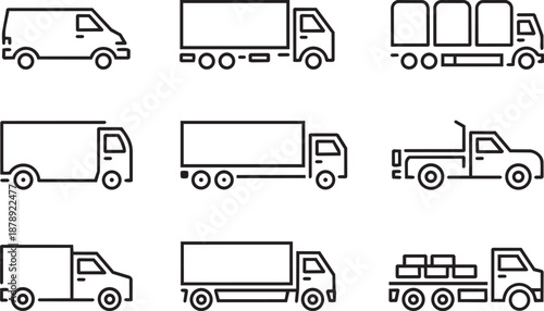 Various types of delivery trucks Vector