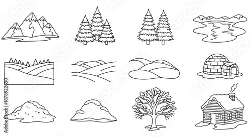 Winter landscape with snowy elements Vector