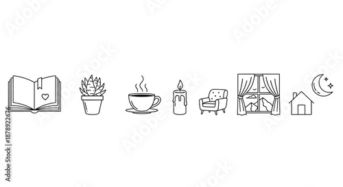 Relaxing elements for a cozy night in Vector