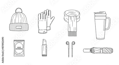 Essential winter accessories for comfort Vector