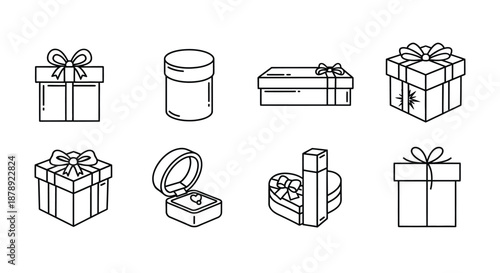 Collection of gift boxes and containers Vector