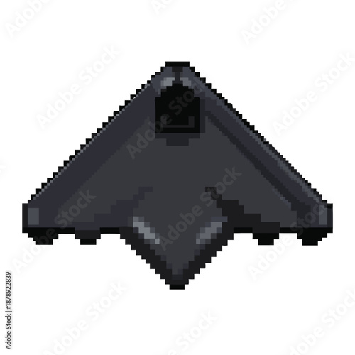 Pixel Art Stealth Bomber Aircraft Top Down Game Asset