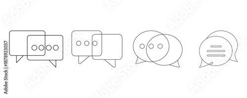 Modern Chat Message Bubble Icons Set in Solid and Outline Styles for Apps, Websites and Online Communication Vector Illustration