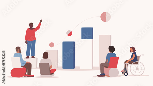 Abstract flat vector illustration of modular business blocks