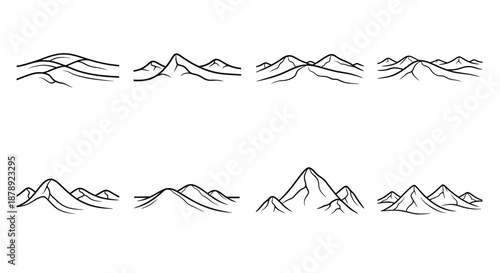 Minimalist mountain range illustrations Vector