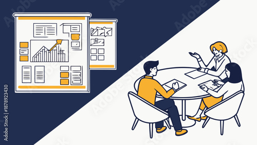 Creative vector composition split diagonally showing business contrast