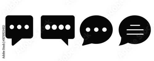 Modern Chat Message Bubble Icons Set in Solid and Outline Styles for Apps, Websites and Online Communication Vector Illustration