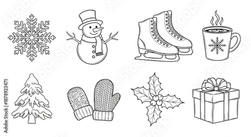 Winter holiday icons Vector