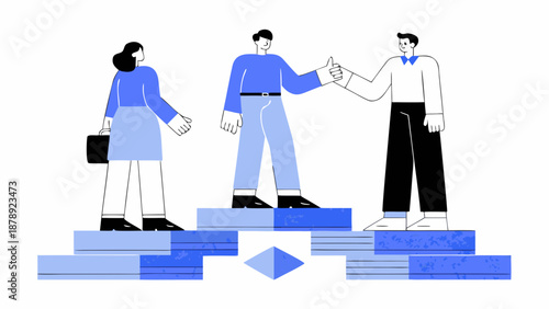 Flat conceptual vector illustration of people interacting in business