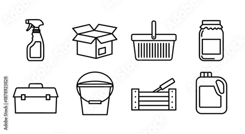 Household items for organization and cleaning Vector