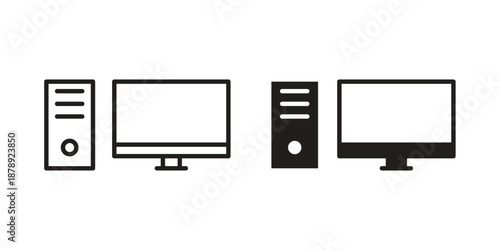 Desktop computer icons suitable for infographics, websites and print media and interfaces. Line vector icon.