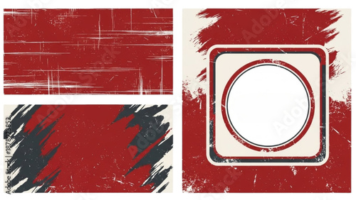 Abstract design elements combined in a modern composition featuring shapes, patterns, and textures in a digital illustration from a frontal viewpoint