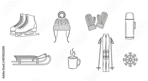 Winter sports and warmth essentials Vector