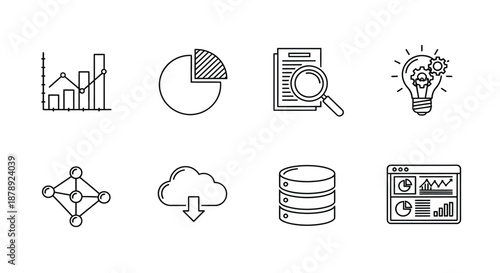 Illustrations of data and technology concepts Vector