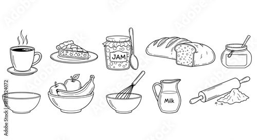 Breakfast preparation essentials Vector