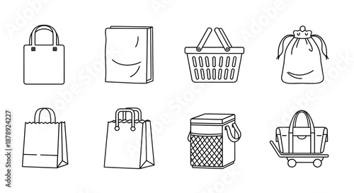Various shopping bags and containers Vector