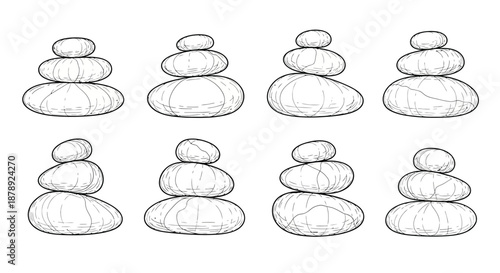 Balanced stacks of stones in harmony Vector