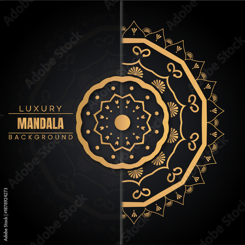 Modern abstract minimal floral gold mandala design template
