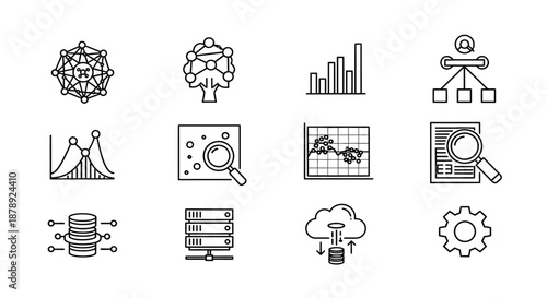 Data analysis and machine learning icons Vector