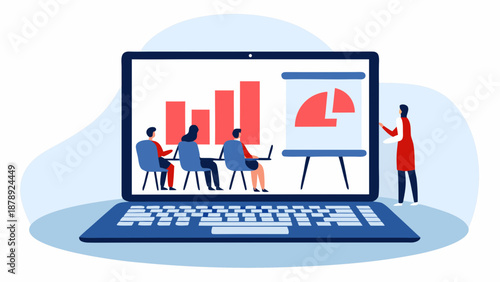 Flat vector illustration using exaggerated perspective for business concept