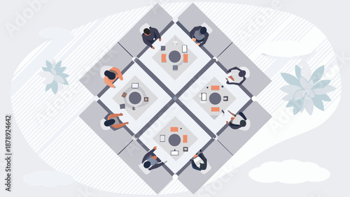 Highly abstract flat vector illustration representing business balance concept