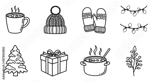 Winter cozy essentials Vector
