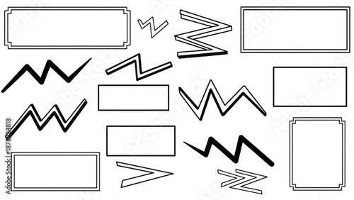 Collection of assorted graphic elements and frames in a minimalist design aesthetic