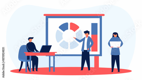 Minimalist flat vector illustration of office interior layout