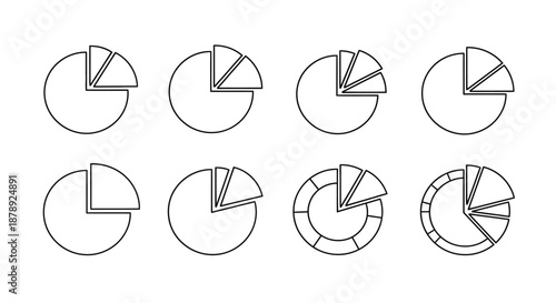 Collection of pie charts in various styles Vector