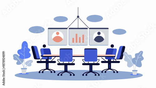 Minimalist semi flat vector illustration of floating business concepts