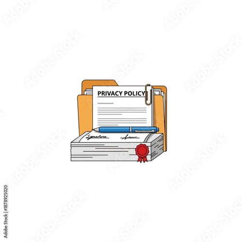Privacy Policy Document Folder Illustration.