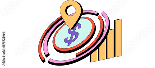 Untitled design concept illustration featuring a dollar sign and graph elements