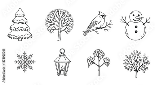 Winter themed illustrations Vector