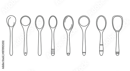 Collection of various kitchen spoons Vector