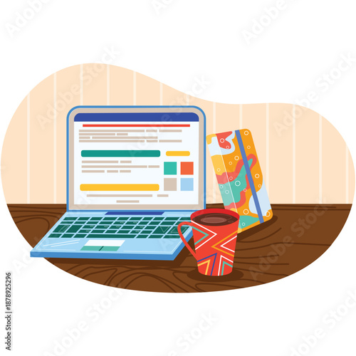 Creative blogger work place vector flat cartoon