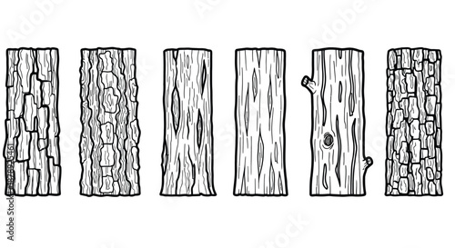 Collection of various wooden logs Vector