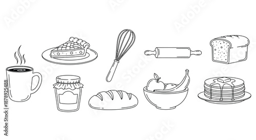 Morning breakfast essentials Vector