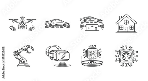 Modern technology icons Vector