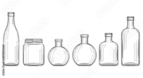 Collection of various glass containers Vector