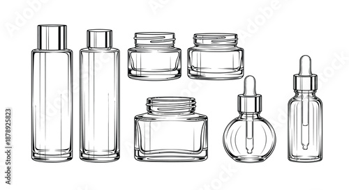 Assorted glass containers for cosmetics Vector