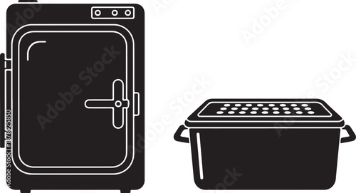Black and white of smoker and grill barbecue cooking