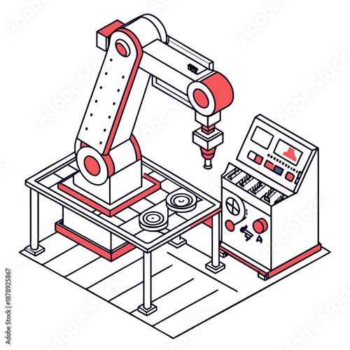 Industrial robot arm with control panel