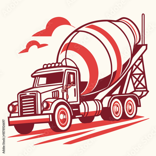 Concrete mixer truck illustration
