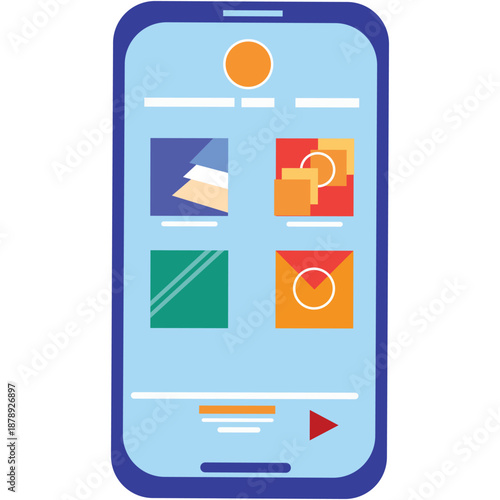 Cartoon mobile phone vector flat icon smatphone
