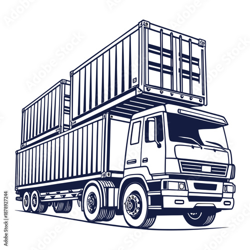 Truck with shipping containers