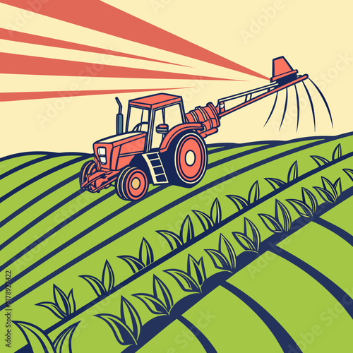 Agricultural machinery in action